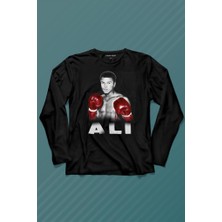 Kendim Seçtim Muhammed Ali Boks Champion Boxing Uzun Kollu Tişört Baskılı Çocuk T-Shirt