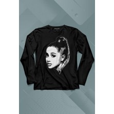Kendim Seçtim Adriana Grande Portre Silüeti Uzun Kollu Tişört Baskılı Çocuk T-Shirt