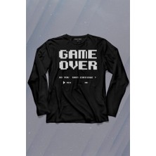 Kendim Seçtim Game Over Atari Retro Pixel Oyun Uzun Kollu Tişört Baskılı Çocuk T-Shirt