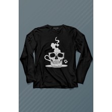 Kendim Seçtim Kurukafa Kahve Çay Streetwear Uzun Kollu Tişört Baskılı Çocuk T-Shirt