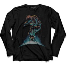 Kendim Seçtim Astronot Uzay Cosmos Ay Dünya Gezegen Galaksi 2  Uzun Kollu Tişört Baskılı Çocuk T-Shirt