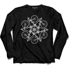 Kendim Seçtim Bıcycle Cırcle Kaleidoscope Mountain Bisiklet  Uzun Kollu Tişört Baskılı Çocuk T-Shirt