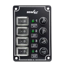 Sealux Marine 4 Anahtarlı Switch Panel Dikey 12-24v Sigorta Paneli