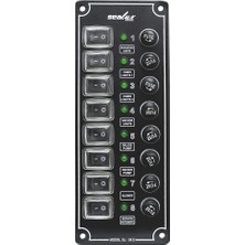 Sealux Marine 8 Anahtarlı Switch Panel 12-24v Sigorta Paneli