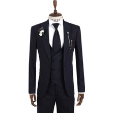 Zayfa Lacivert Slim Fit Saten Yaka Damatlık Smokin