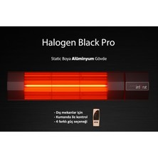 Ardonat Inox Halogen Black Pro  2000 Watt Kumandalı Dış Mekan Isıtıcı.cafe,işyeri,balkon