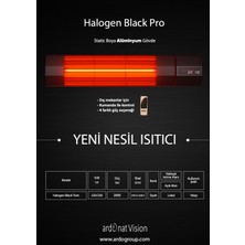 Ardonat Inox Halogen Black Pro  2000 Watt Kumandalı Dış Mekan Isıtıcı.cafe,işyeri,balkon