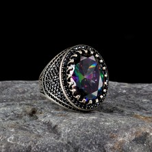 Tesbih Sepetim 925 Ayar Gümüş Mistik Topaz Taşlı Model Yüzük