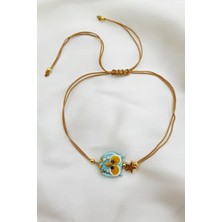 Petek Aksesuar Petek El Yapımı Turkuaz Baykuş Cam Murano Halhal Bileklik Renkli Özellikli Aksesuar