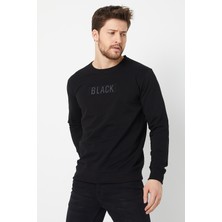 MRS Clothing Black 3D Baskılı Standart Fit Erkek Ince Sweatshirt Siyah