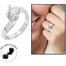 Tesbihane Starlight Diamond Pırlanta Montür Asimetrik 925 Ayar Gümüş Bayan Tektaş Yüzük