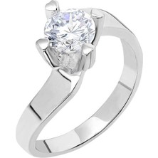 Tesbihane Starlight Diamond Pırlanta Montür Asimetrik 925 Ayar Gümüş Bayan Tektaş Yüzük
