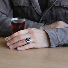Dazerling Üç Hilal Işlemeli Bozkurt Motifli 925 Ayar Gümüş Erkek Yüzük