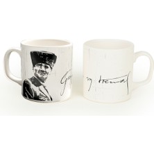 Keramika Atatürk Imza Kupa Mat Beyaz 10 cm