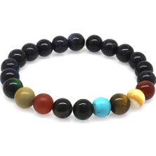 Tesbihane Küre Kesim Çoklu Doğal Taş Yıldız-Gezegen Kombinli Kadın Şans Bilekliği