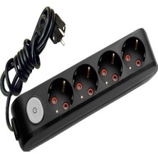 Viko Multi-Let 4'lü Anahtarlı Kablolu Priz 2 Mt. Siyah