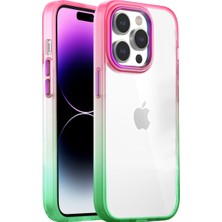 Buff iPhone 14 Pro Max Air Bumper Rainbow Kılıf Pink Green