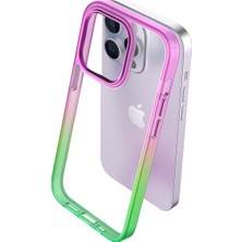 Buff iPhone 14 Pro Max Air Bumper Rainbow Kılıf Pink Green