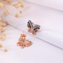 Miavi Silver 925 Ayar Gümüş Mix Taşlı Kelebek Küpe