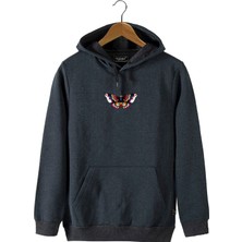 Terapi Men Erkek Antrasit Önü Kelebek Baskılı Kapüşonlu Sweatshirt 22K-5200322-6