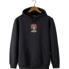 Terapi Men Erkek Siyah Önü Anime Kız Baskılı Kapüşonlu Sweatshirt 22K-5200322-7