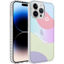 Case 4U Apple iPhone 14 Pro Max Kılıf Airbag Kenarlı Renkli Desenli Silikon Elegans Kapak NO7 Renkli