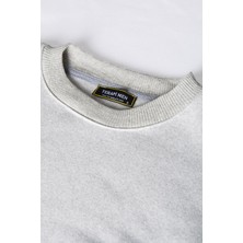 Terapi Men Unisex Gri Göğsü T Baskılı Oversize Üç Iplik Şardonlu Bisiklet Yaka Sweatshirt 22K-5200177-2