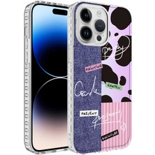 Case 4U Apple iPhone 14 Pro Max Kılıf Airbag Kenarlı Renkli Desenli Silikon Elegans Kapak NO8 Renkli