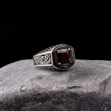 Tesbih Sepetim 925 Ayar Gümüş Kalem Işleme Motif Zirkon Taşlı Erkek Yüzük