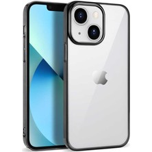 Coverzone Apple iPhone 14 Plus Ile Uyumlu Kılıf Dört Köşe Renkli Sert Plastik Pixel Kapak Siyah