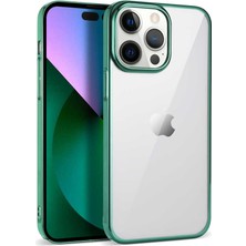 Coverzone Apple iPhone 14 Pro Ile Uyumlu Kılıf Dört Köşe Renkli Sert Plastik Pixel Kapak Koyu Yeşil