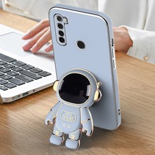 MTK Moveteck Xiaomi Redmi Note 8 Uyumlu Uyumlu Kılıf Kamera Lens Korumalı Astronut Standlı 6d Sevimli Parlak Gold Kenarlı Altın Şerit Işlemeli Silikon Gezegen Uzay Yeni Moda Astronot