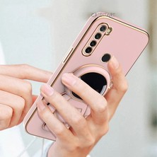 MTK Moveteck Xiaomi Redmi Note 8 Uyumlu Uyumlu Kılıf Kamera Lens Korumalı Astronut Standlı 6d Sevimli Parlak Gold Kenarlı Altın Şerit Işlemeli Silikon Gezegen Uzay Yeni Moda Astronot