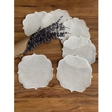 Nurhan Home 6 Adet Etamin Işlemeye Uygun Linen Keten Kumaş Ekru Renk Kahve Yanı Kokteyl Sunum Peçete