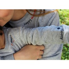 LaLoom Organics Anne & Bebek Set Gri Melanj Sweatshirt | 3 Iplik Nakışlı Sweatshirt | Happymama & Behappy