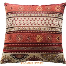 Pillows Store Kilim Desenli Krem-Kiremit Kırlent Kılıfı 45 cm *45 cm