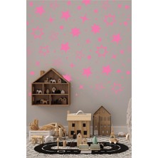 Lizpo Decor Yıldız Yağmuru Karışık Konsept Duvar Dekorasyon Sticker 200 Adet Pembe