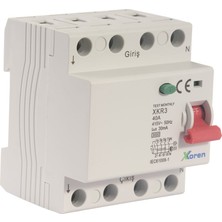 Xkoren XKOREN3X40A 30MA Kaçak Akım Rölesi 3p+1n