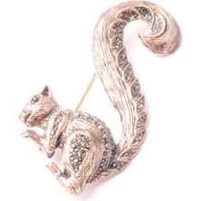 PIERPARIS Broş Fıgurlu Otantık Desenli Bronz Kristal Taşli