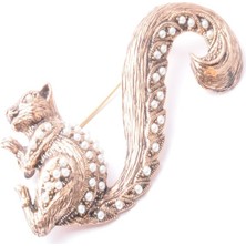 PIERPARIS Broş Fıgurlu Otantık Desenli Bronz Kristal Taşli