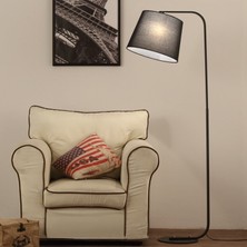 Riolight  1retro Rustik Siyah Hareketli Kumaş Başlık Metal Lambader Köşe Lambası