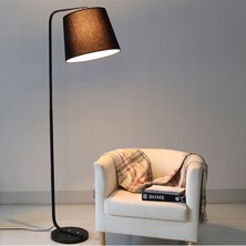Riolight  Retro Rustik Siyah Hareketli Kumaş Başlık Metal Lambader Köşe Lambası