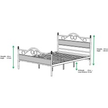 Mobilya Dükkanım Bitez Metal Karyola 180X200 ARM084 Siyah + Ceviz