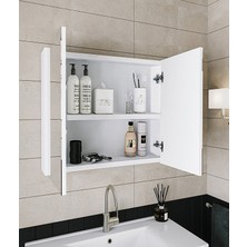 Alfa Banyo Viola Beyaz 65 cm Mdf Hazır Kurulu Aynalı Banyo Dolabı (Lavabolu)