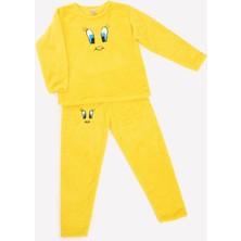 Dikarei Kız Çocuk Peluş Baskılı Polar Pijama Takımı