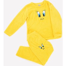 Dikarei Kız Çocuk Peluş Baskılı Polar Pijama Takımı