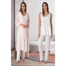 Effortt Pudra/ekru Sabahlıklı Hamile Lohusa Pijama Takımı