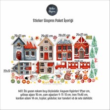 Sticker Ekspres Şirin Kasabada Yeni Yıl Sevinci Yılbaşı Cam Duvar Kapı Sticker Seti
