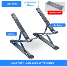 I-Stand N8 Aluminyum Çift Katlı-Katlanır Laptop Standı (Uzay Grisi)