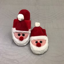 BYKUJO Noel Baba Temalı Hediye Kırmızı Beyaz Peluş Bayan Ev Terliği